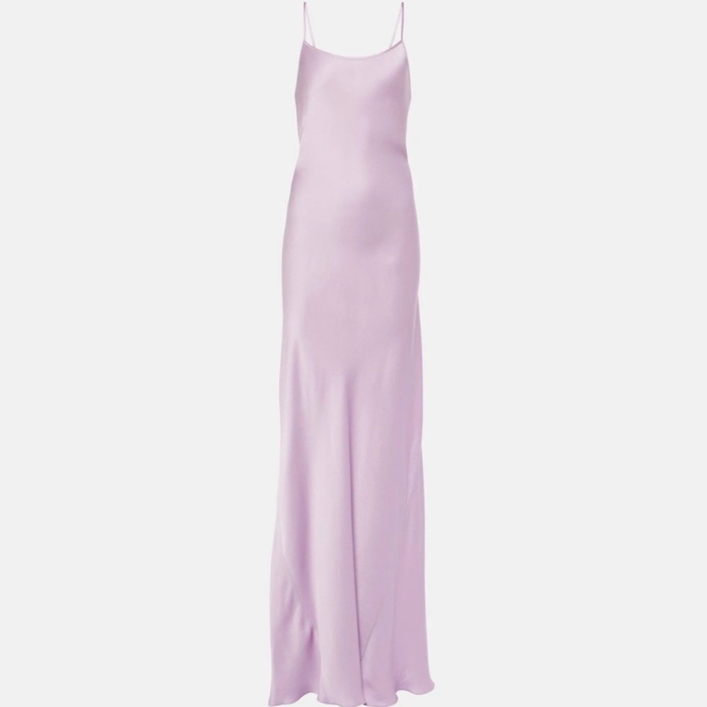 Victoria Beckham Women's Purple Cami Open-Back Satin Maxi Dress Size 8